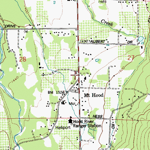 Topographic Map of Parkdale Rural Fire Protection District Station 2, OR