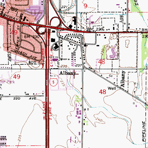 Topographic Map of Albany Fire Department Station 3, OR