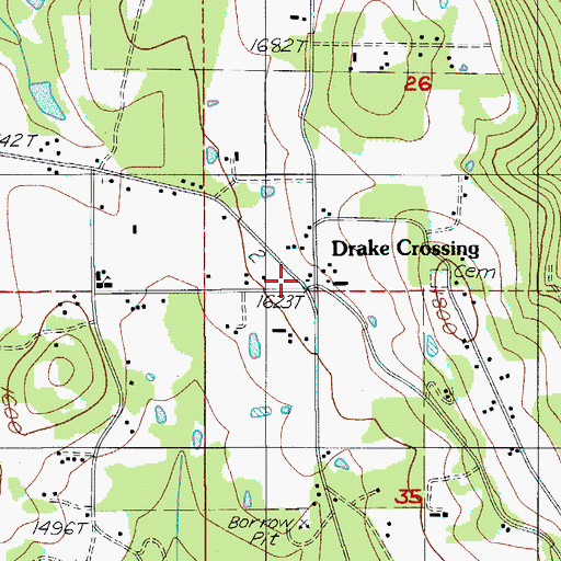 Topographic Map of Drakes Crossing Rural Fire Protection District, OR