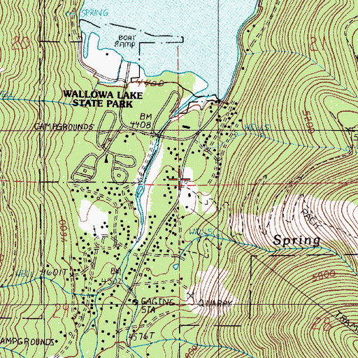 Topographic Map of Wallowa Lake fire station, OR