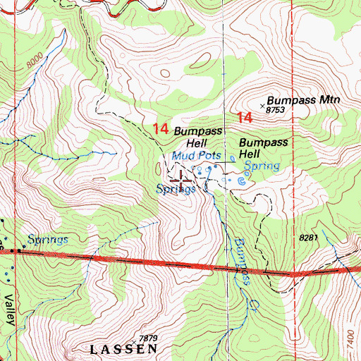 Topographic Map of Bumpass Hell, CA