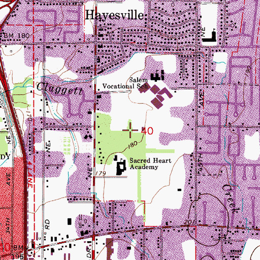 Topographic Map of Salem Fire Department Station 8, OR