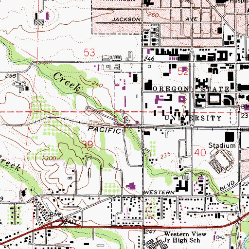 Topographic Map of Corvallis Fire Department Station 2, OR