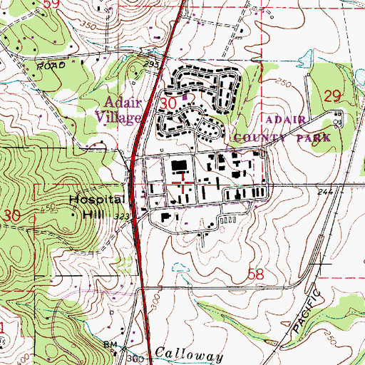 Topographic Map of Adair Rural Fire Protection District Station 1401, OR