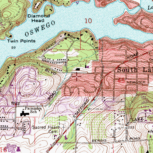 Topographic Map of Lake Oswego Fire Department Station 212 - South Shore, OR