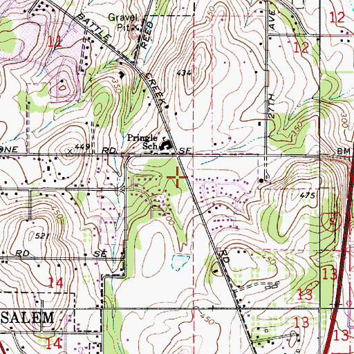 Topographic Map of Salem Fire Department Station 9, OR
