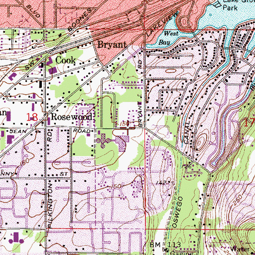 Topographic Map of Lake Oswego Fire Department Station 211 - Jean Road, OR