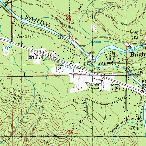 Topographic Map of Hoodland Fire District 74 Brightwood Station, OR