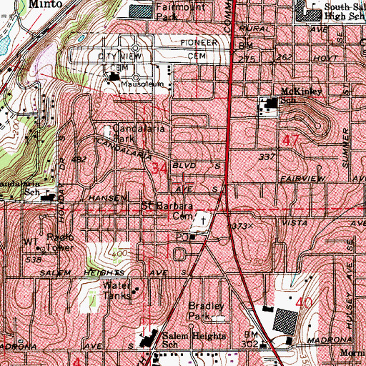 Topographic Map of Salem Fire Department Station 4, OR