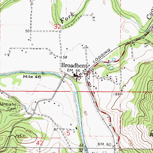 Topographic Map of Myrtle Point Fire Department Station 2, OR