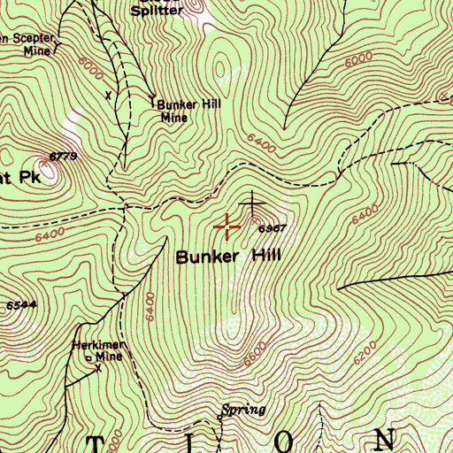 Topographic Map of Bunker Hill, CA