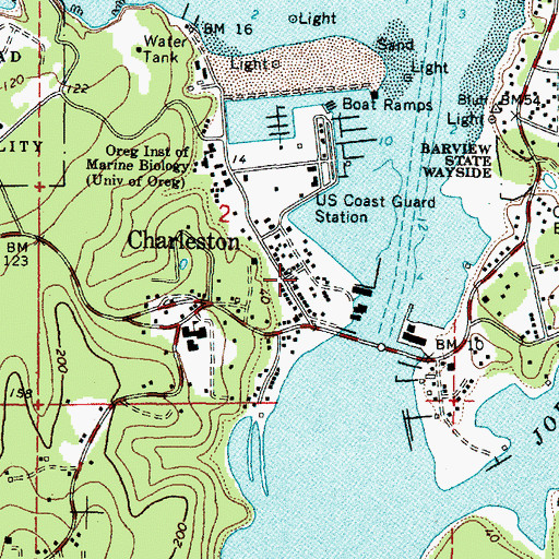 Topographic Map of Charleston Rural Fire Protection District Charleston Station, OR