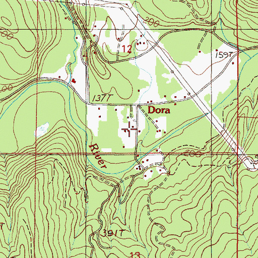 Topographic Map of Dora - Sitkum Rural Fire Protection District, OR