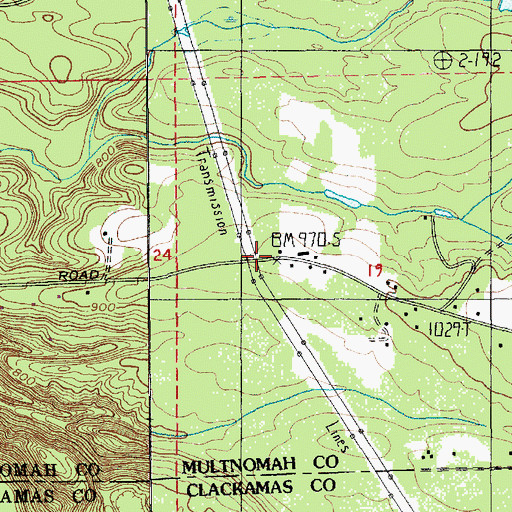 Topographic Map of Multnomah County Rural Fire Protection District 14 Station 63 Aims, OR