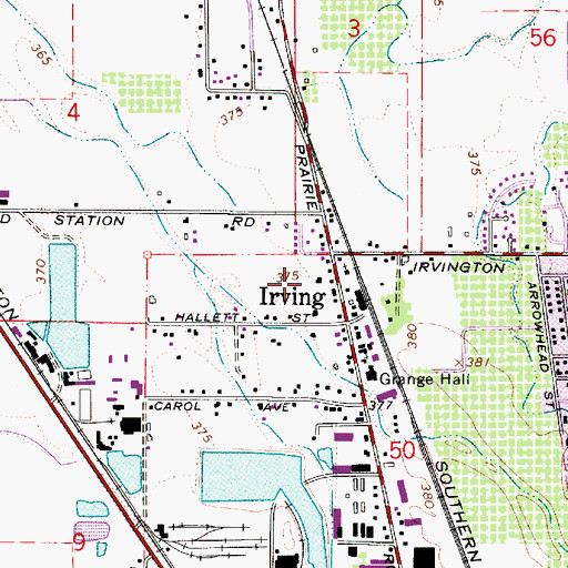 Topographic Map of Lane Rural Fire and Rescue Station 51, OR