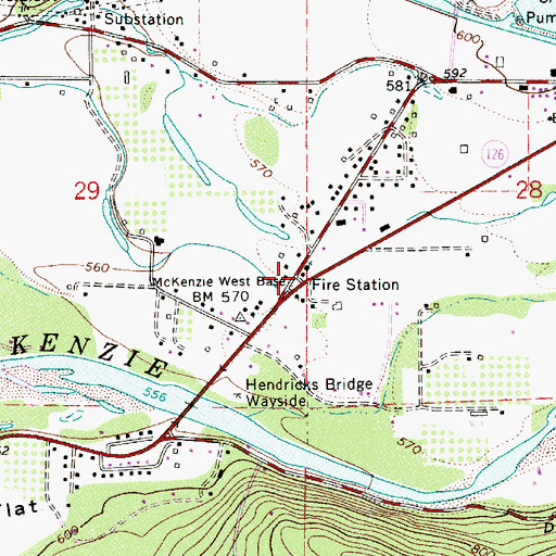 Topographic Map of McKenzie Fire and Rescue Station 1 Walterville Station, OR