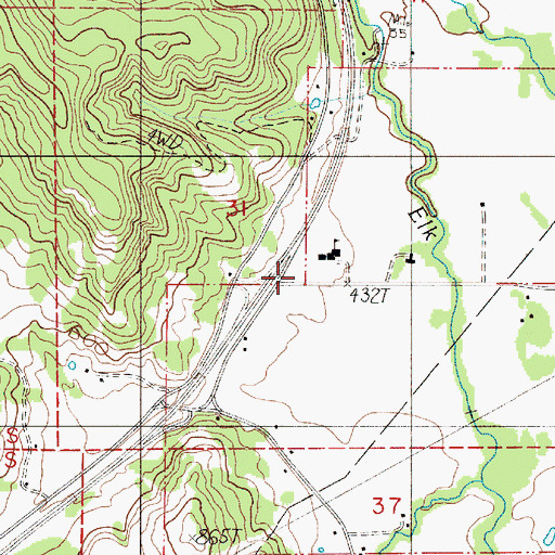 Topographic Map of North Douglas County Fire and Emergency Medical Services Station 5, OR