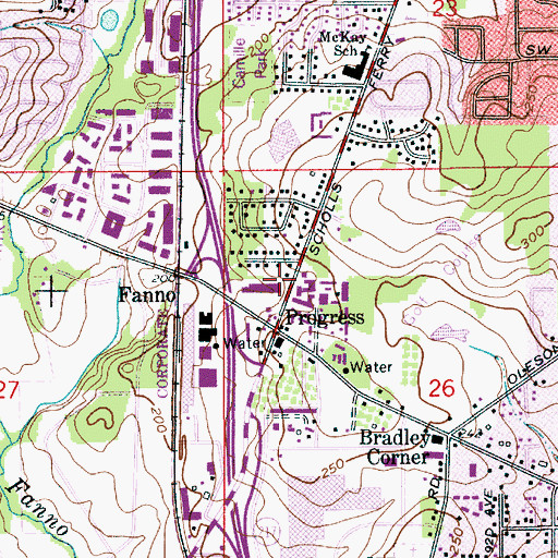 Topographic Map of Tualatin Valley Fire and Rescue Station 53 Progress, OR