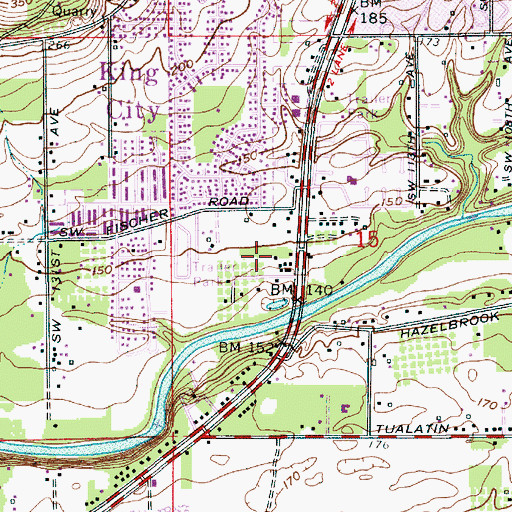 Topographic Map of Tualatin Valley Fire and Rescue Station 35 King City, OR