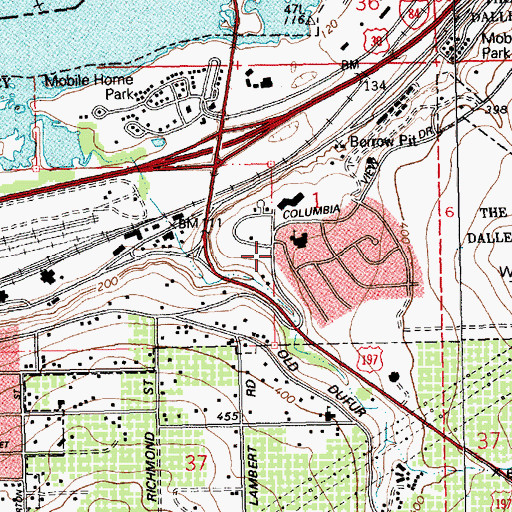 Topographic Map of Mid - Columbia Fire and Rescue Station 2, OR