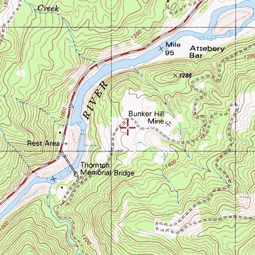 Topographic Map of Bunker Hill Mine, CA