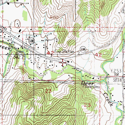 Topographic Map of Douglas County Fire District 2 Dixonville Station 1, OR