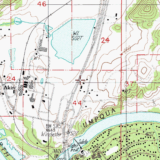 Topographic Map of Douglas County Fire District 2 Station 4, OR