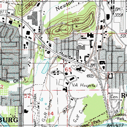 Topographic Map of Roseburg Fire Department Station 3, OR