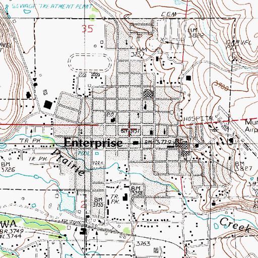 Topographic Map of Enterprise Fire Department, OR
