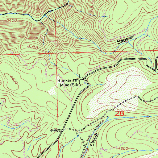 Topographic Map of Bunker Hill Mine, CA