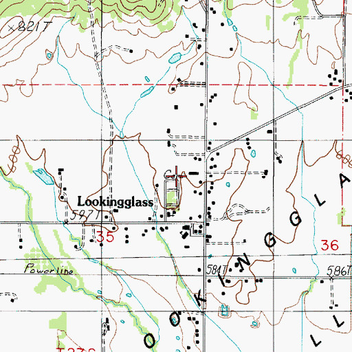 Topographic Map of Lookingglass Volunteer Fire Department, OR