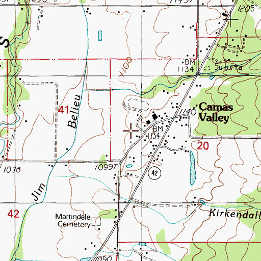 Topographic Map of Camas Valley Fire Department Station 1, OR