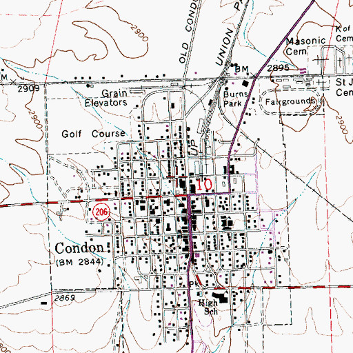 Topographic Map of South Gilliam County Rural Fire Protection District, OR