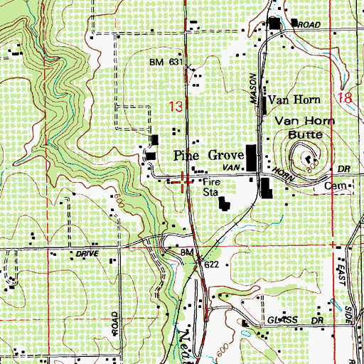 Topographic Map of Pine Grove Rural Fire Protection District, OR