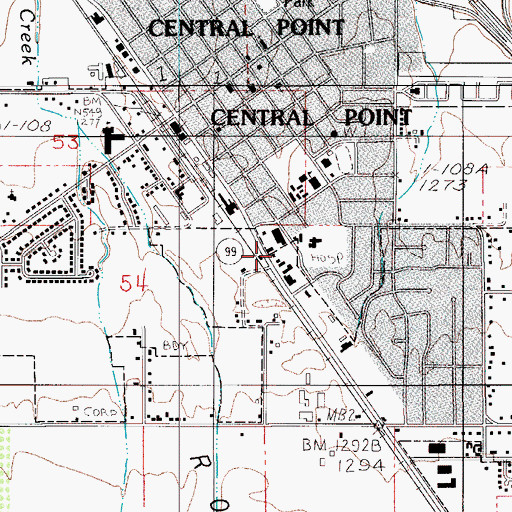Topographic Map of Jackson County Fire District 3 Central Point Station, OR
