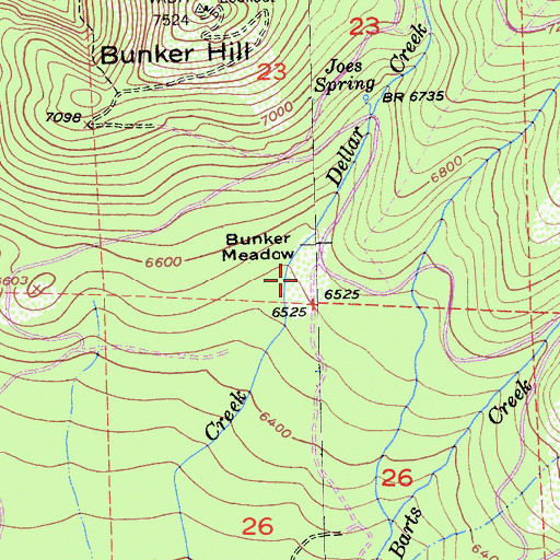 Topographic Map of Bunker Meadow, CA