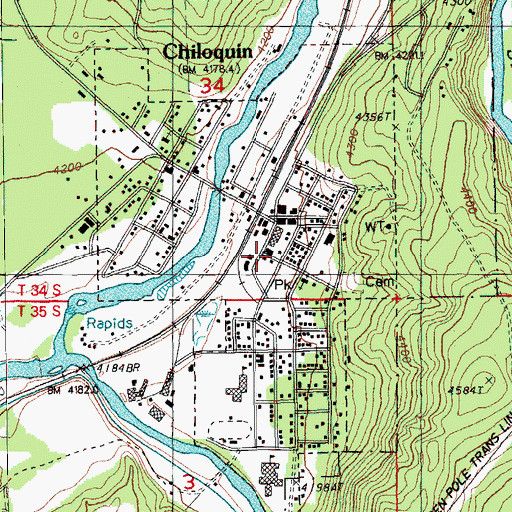 Topographic Map of Chiloquin Agency Lake Fire District Station 1, OR