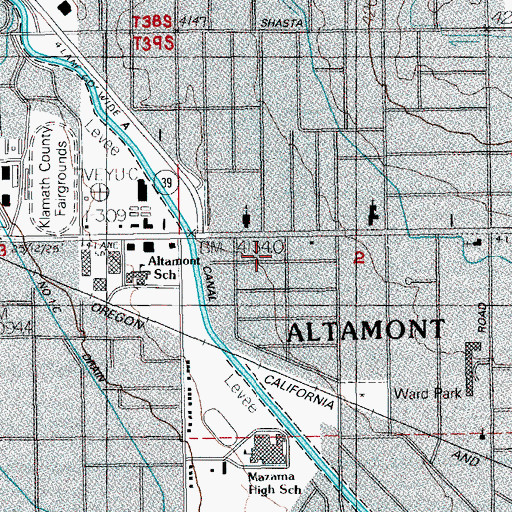 Topographic Map of Klamath County Fire District 1 Station 1, OR
