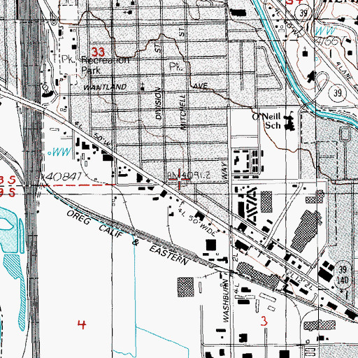 Topographic Map of Klamath County Fire District 1 Station 3, OR