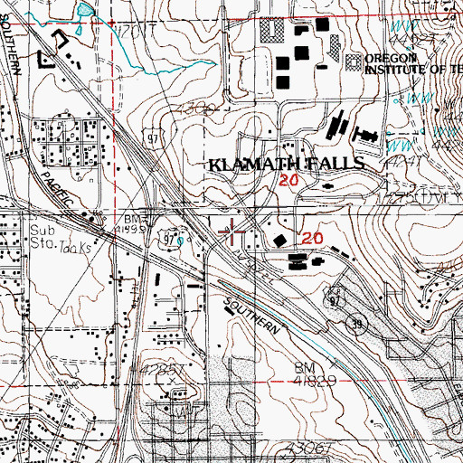 Topographic Map of Klamath County Fire District 1 Station 4, OR