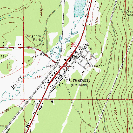 Topographic Map of Crescent Rural Fire Protection District Station 1 Headquarters, OR