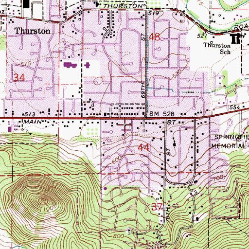 Topographic Map of Springfield Fire Department Station 16, OR