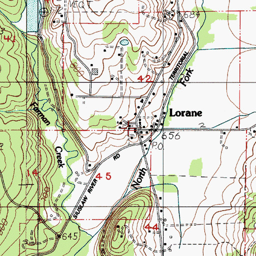 Topographic Map of Lorane Rural Fire Protection District, OR