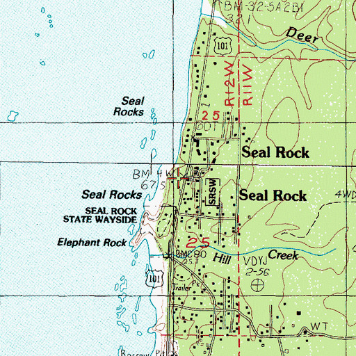 Topographic Map of Seal Rock Rural Fire Protection District - Seal Rock Station, OR