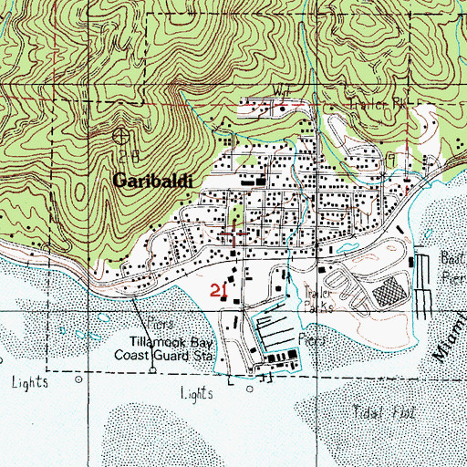 Topographic Map of Garibaldi Fire Department, OR
