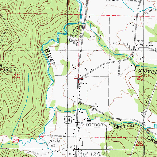 Topographic Map of Tillamook Fire District Station 72, OR