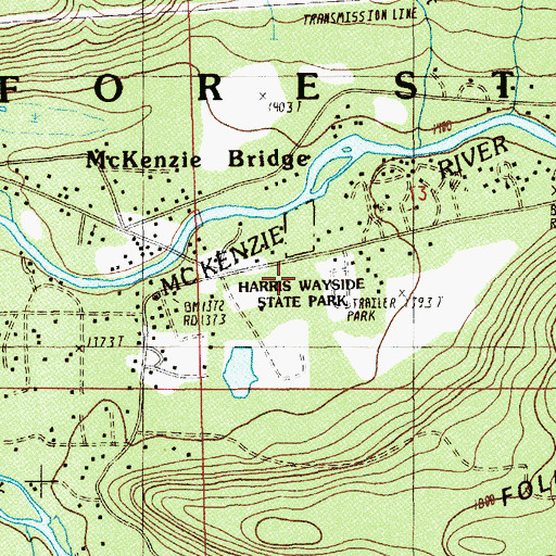 Topographic Map of Upper McKenzie Rural Fire Protection District, OR
