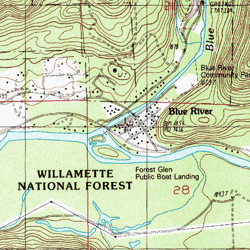 Topographic Map of Blue River Volunteer Fire Department, OR