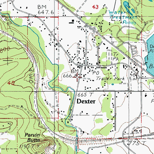 Topographic Map of Dexter Rural Fire Protection District, OR