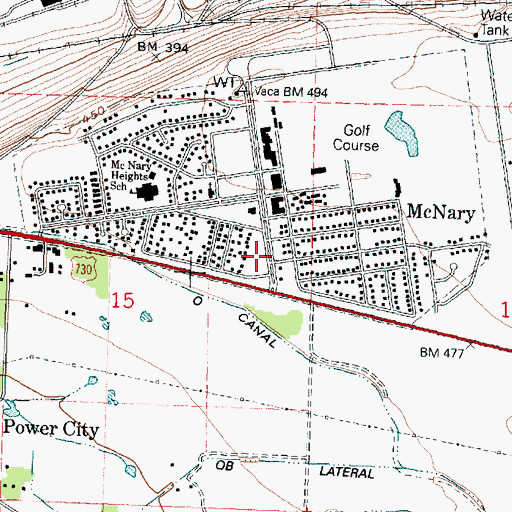 Topographic Map of Umatilla Rural Fire Protection District Headquarters, OR